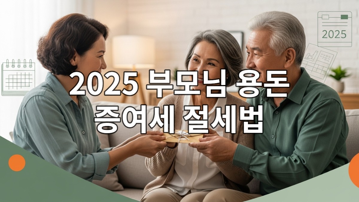 2025년 부모님 용돈 증여세를 절세하려는 자녀가 부모님께 현금을 전달하는 따뜻하고 책임감 있는 모습