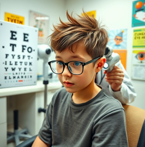 시력 테스트 하는 아이 사진