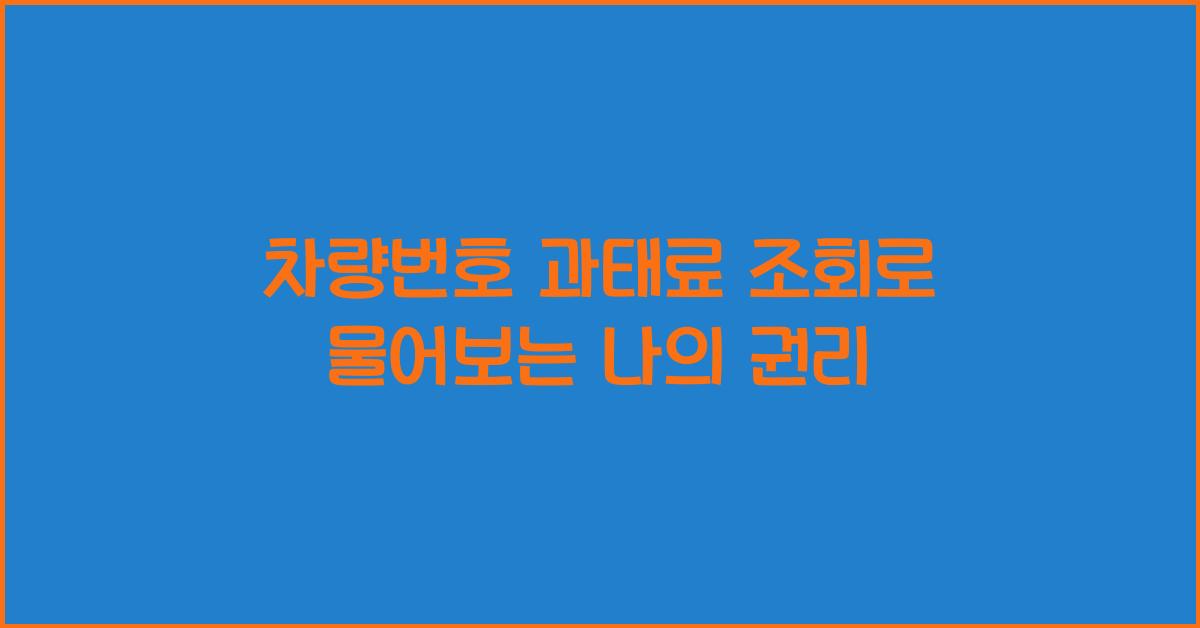 차량번호 과태료 조회