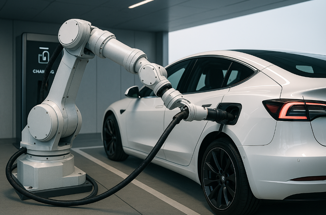로봇 암을 이용한 자동 충전 시스템은 미래 전기차 충전의 표준이 될 것입니다.