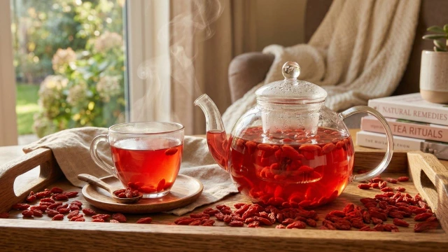 구기자차 만들기 달콤한 맛 건강 차 레시피 &mdash; 루비색 구기자차 완성 사진