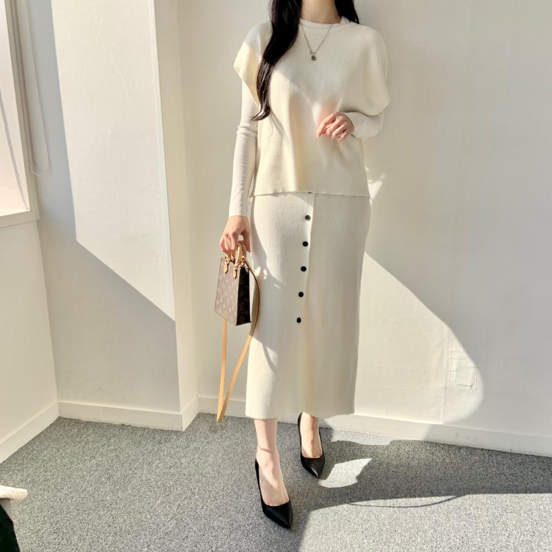 여성니트투피스 스커트세트