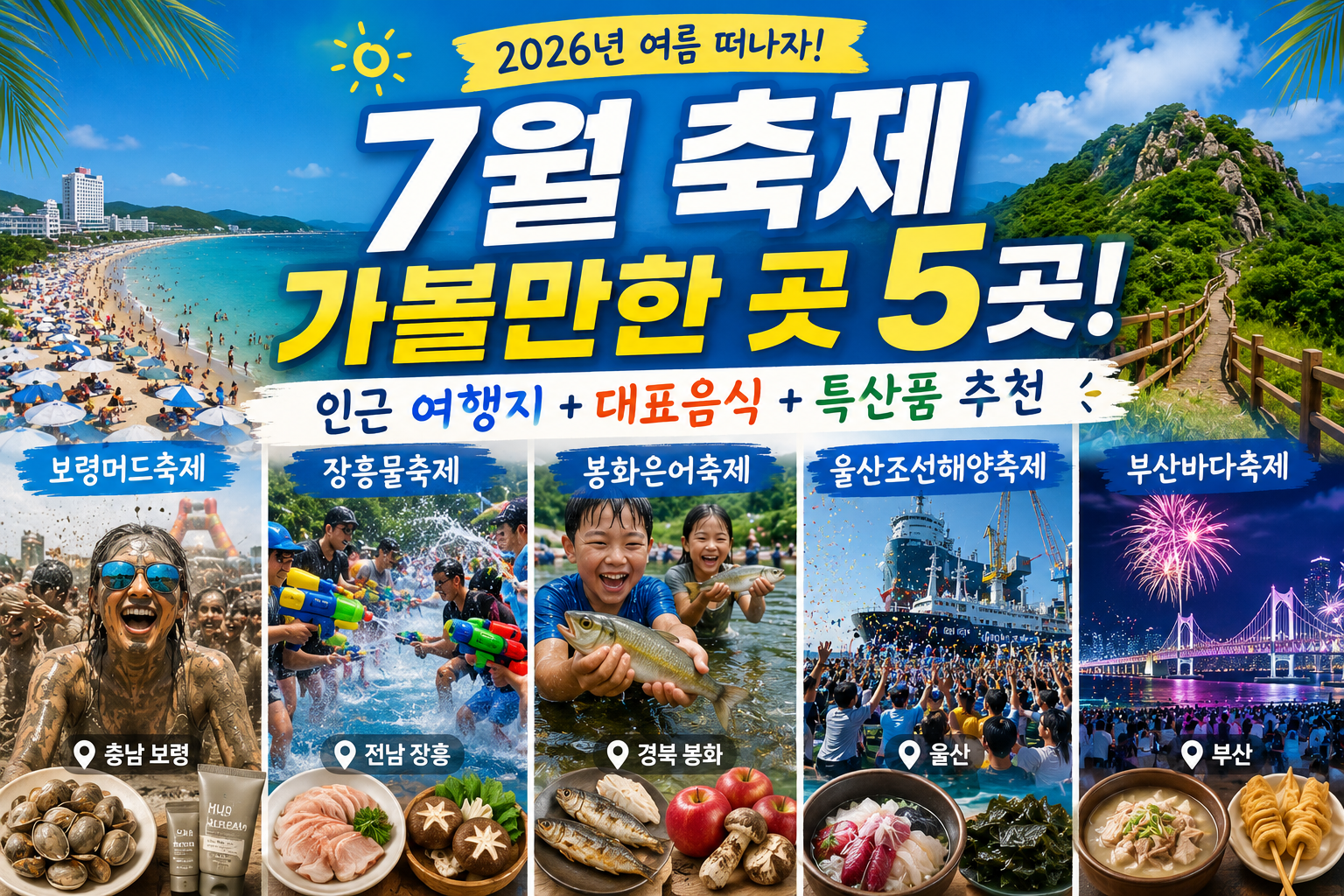 7월 축제 가볼만한 곳 5곳과 인근 추천 여행지 총정리