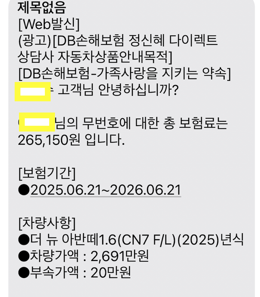 더뉴 아반떼 보험료