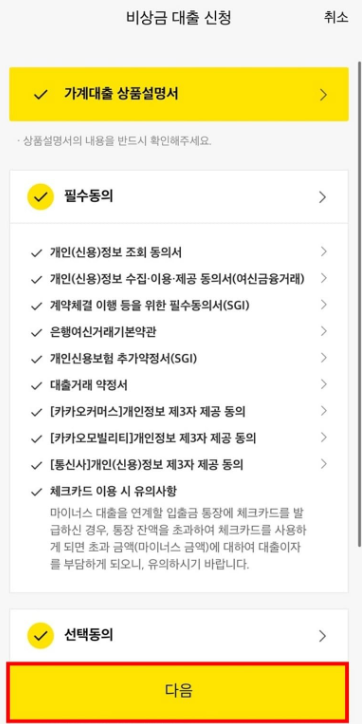 카카오뱅크 비상금대출