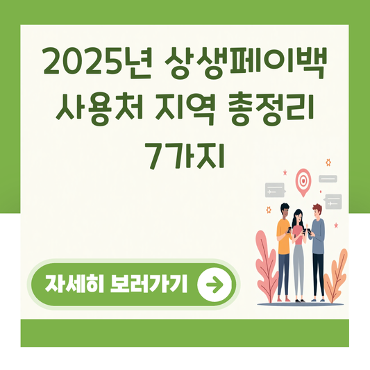 2025년 상생페이백 사용처 지역 총정리 7가지 대표 이미지