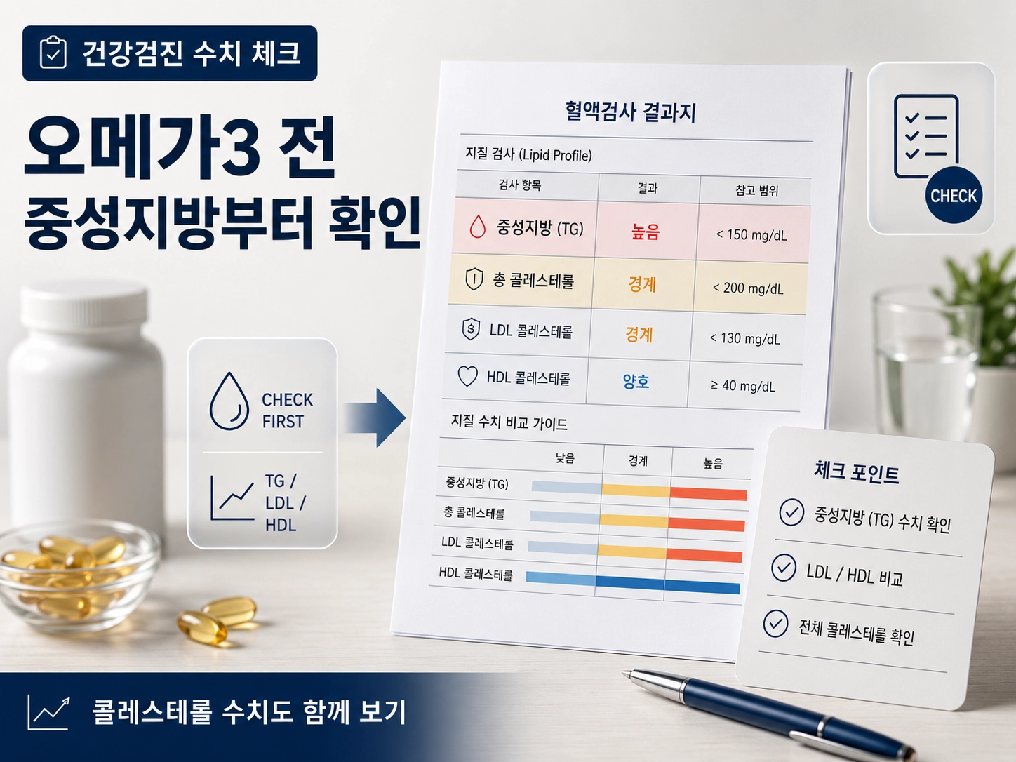 오메가3 고르기 전 중성지방 콜레스테롤 수치부터 보는 법