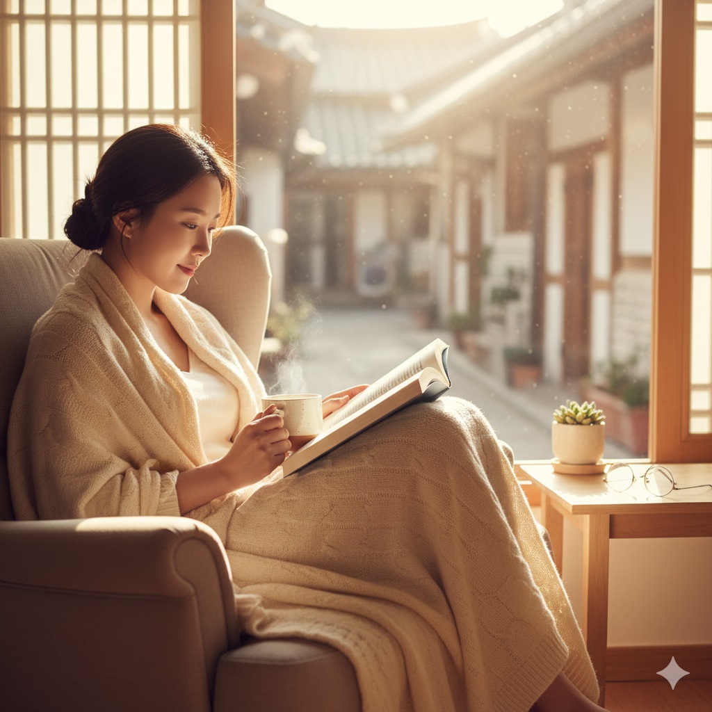 나른한 오후 햇살을 받으며 건강하게 커피를 즐기는 여유로운 모습