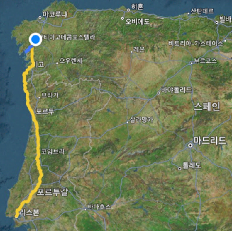 순례길포르투갈길지도