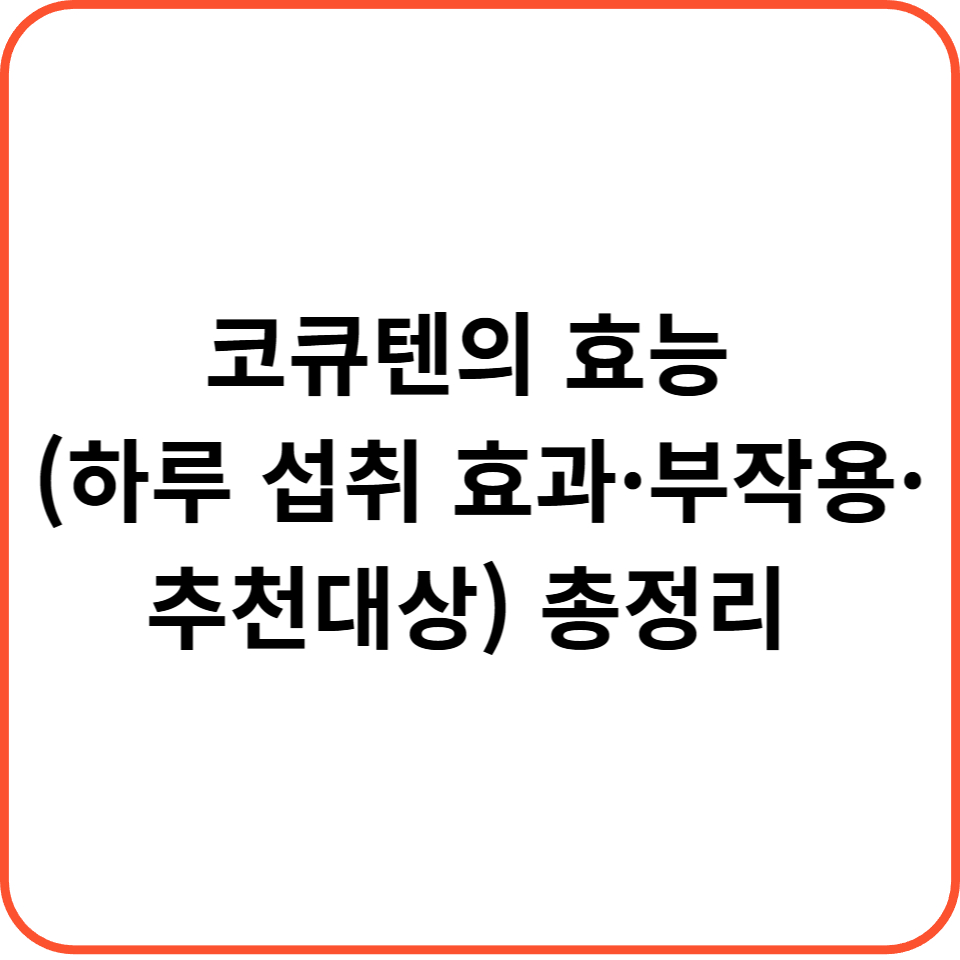 코큐텐의 효능 (하루 섭취 효과·부작용·추천대상) 총정리