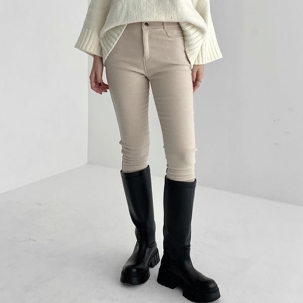 여자 융 기모스키니팬츠 밍크스판 여성 겨울바지 3칼라