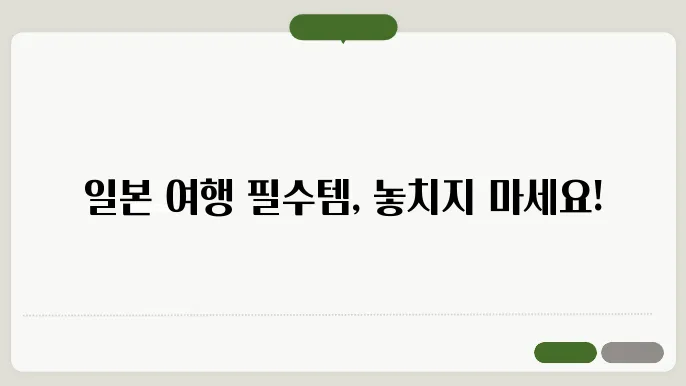 일본 여행 준비물