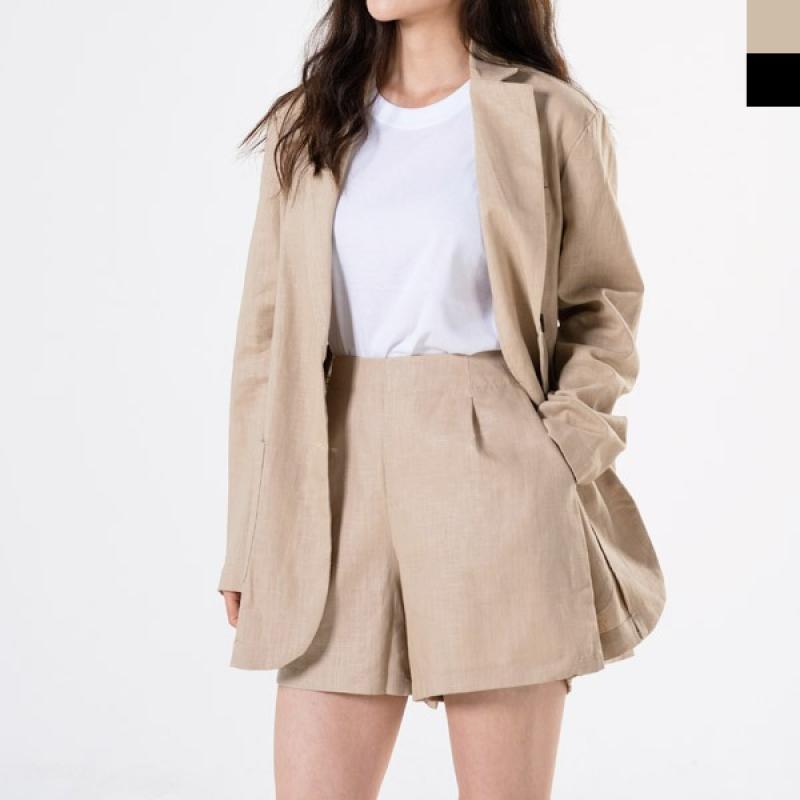 자켓 반바지 세트 여자 린넨 직장인 출근룩 데이트