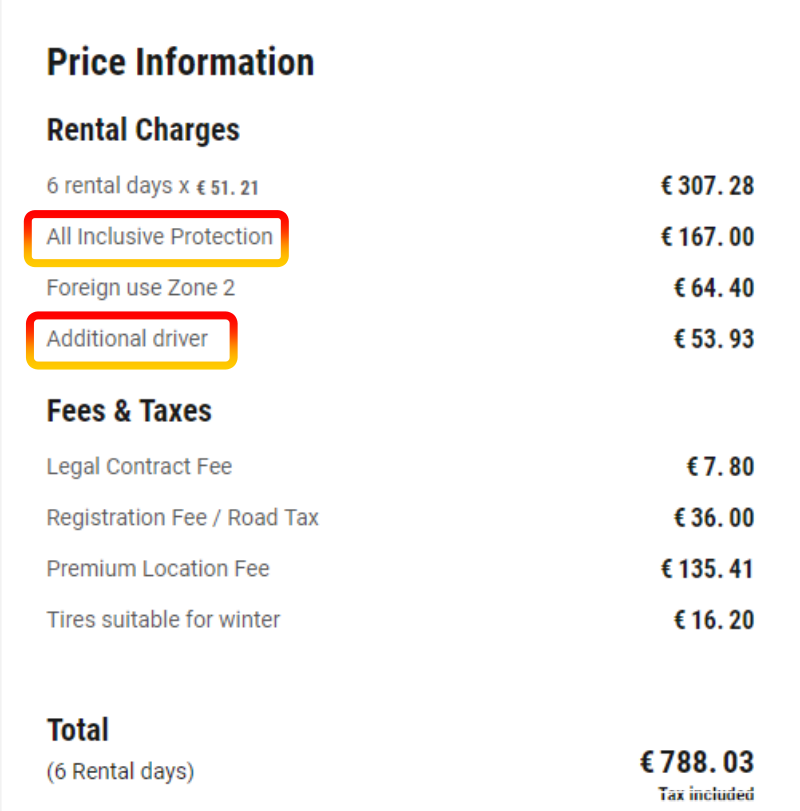 렌트카-예약비용-상세내역