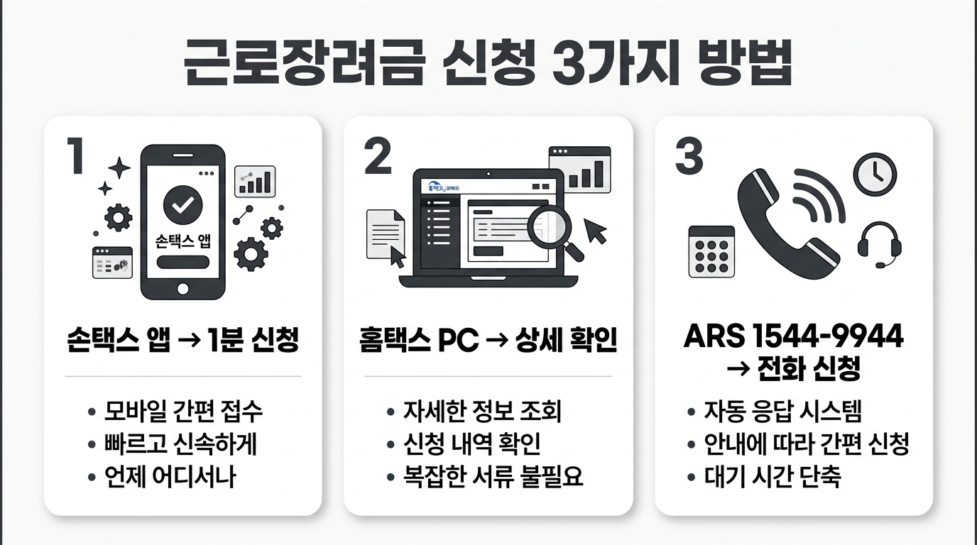 근로장려금 신청방법 손택스 홈택스 ARS 3가지