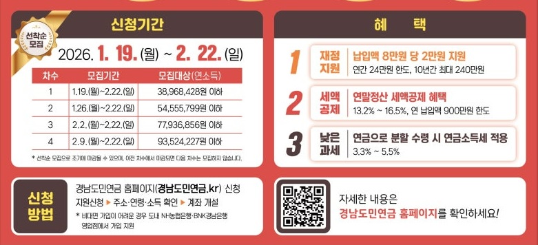 경남도민연금 가입신청·가입방법·가입자격