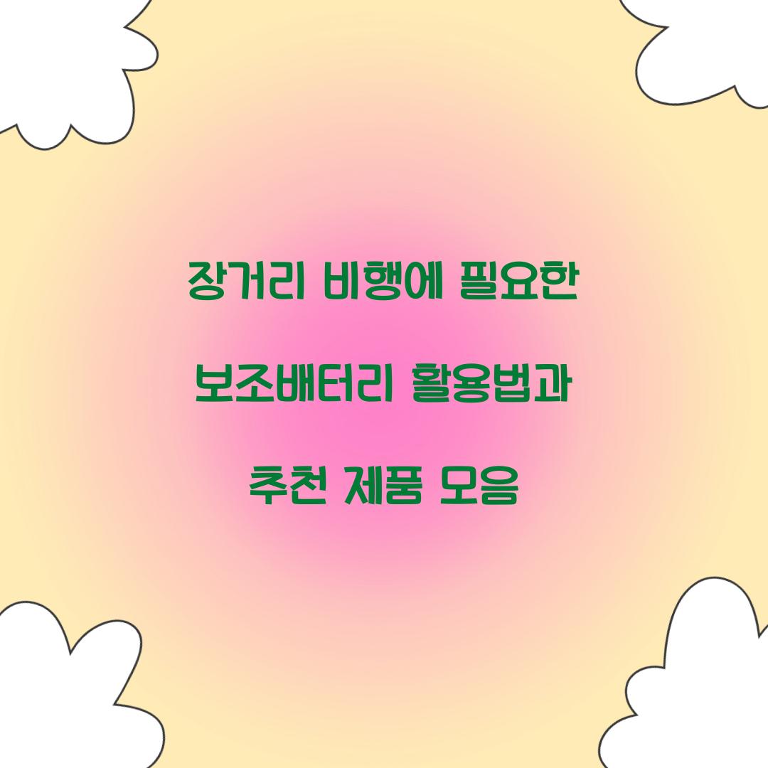 장거리 비행에 필요한 보조배터리 활용법