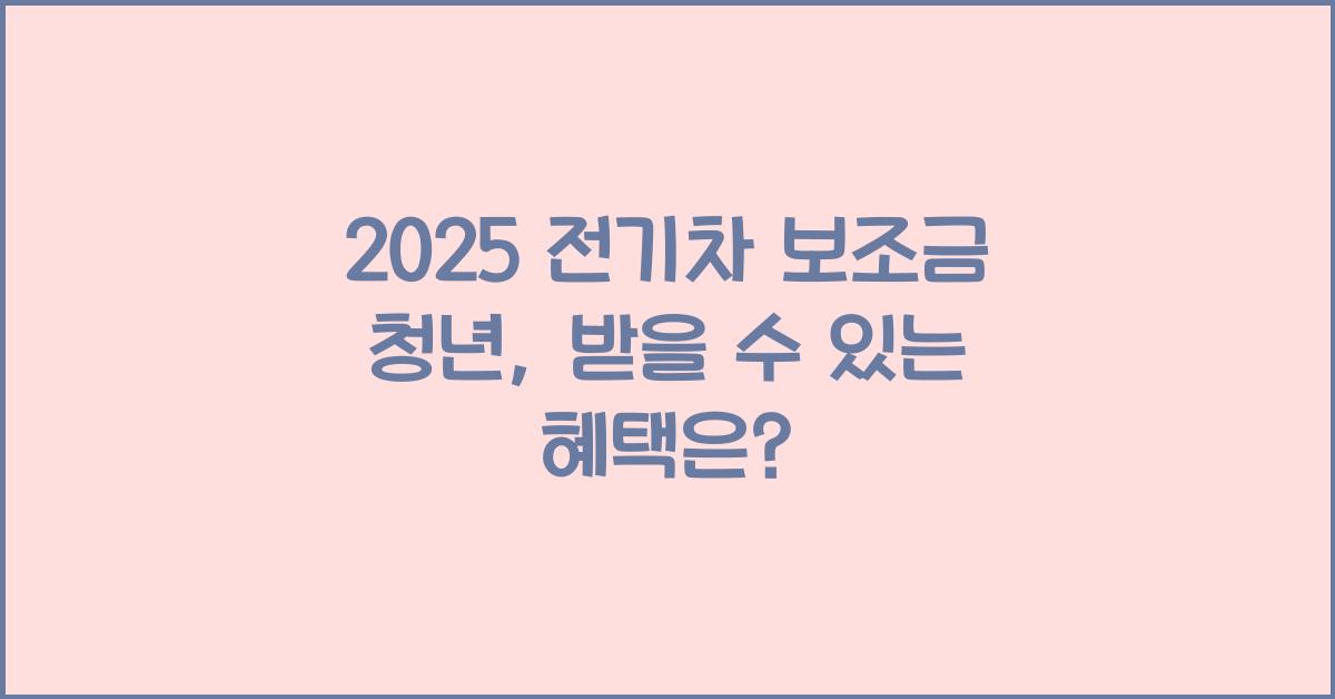 2025 전기차 보조금 청년