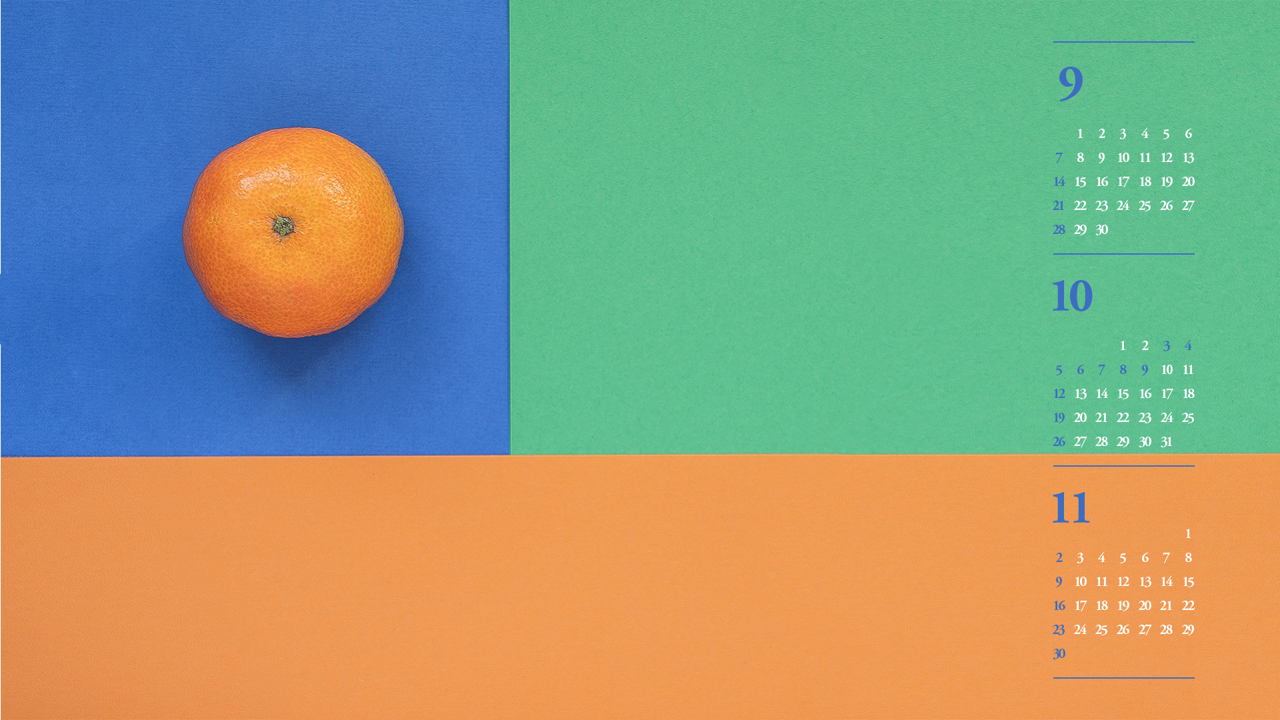 10 감귤 3색 배경 B - 2025년10월 노트북배경화면