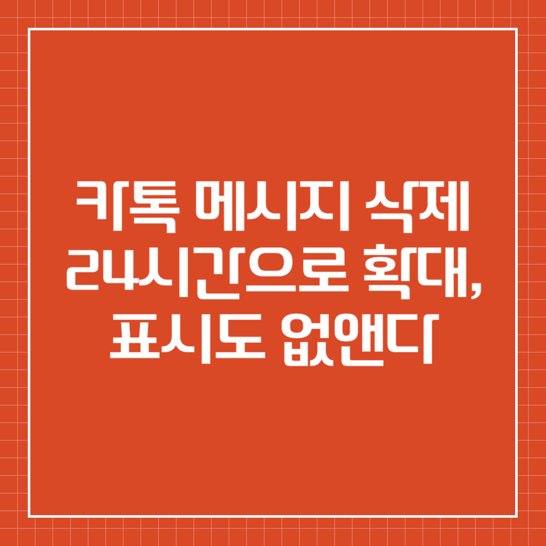 카톡 메시지 삭제 24시간으로 확대, 표시도 없앤다