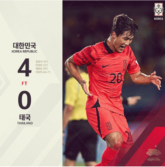 항저우 아시안게임 축구 일정 한눈에(토너먼트)