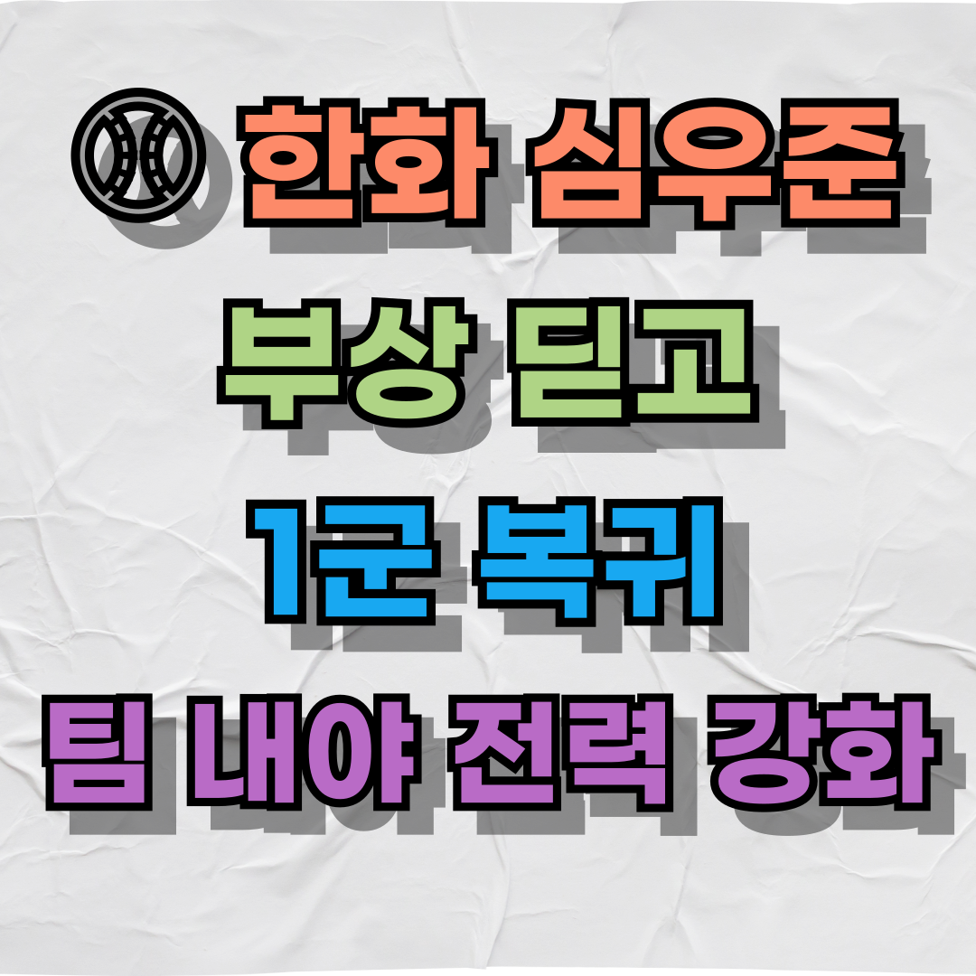 한화 심우준, 부상 딛고 1군 복귀…팀 내야 전력 강화