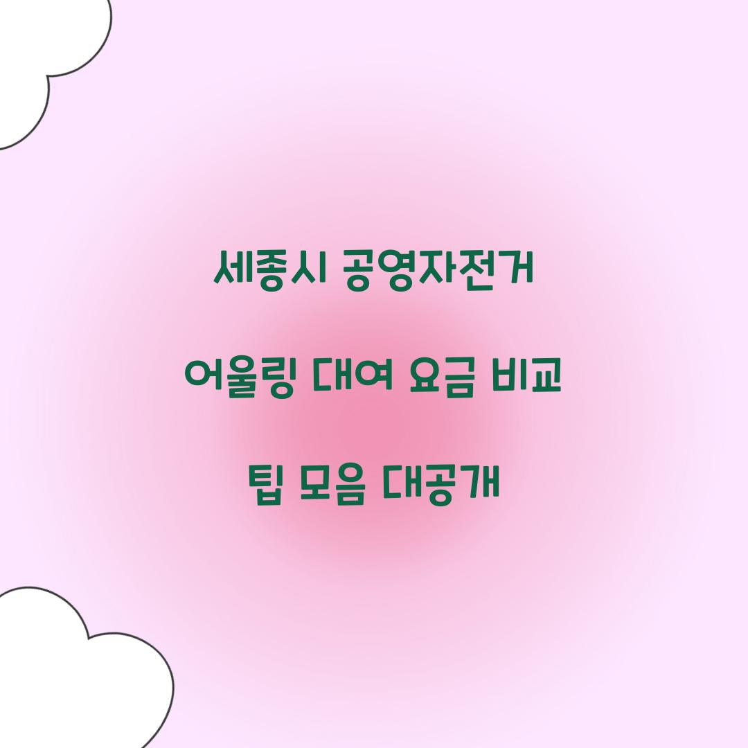 세종시 공영자전거 어울링 대여 요금