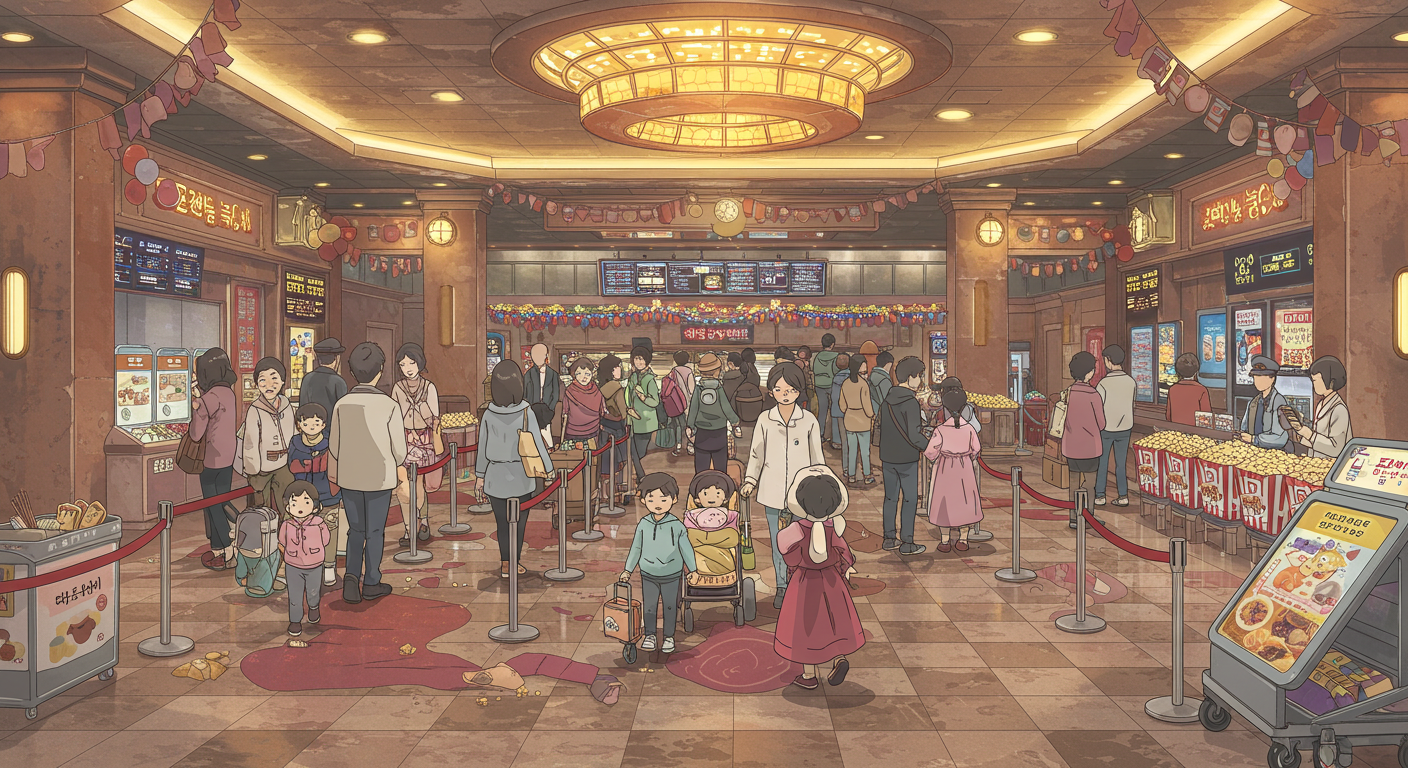 추석 연휴에 붐비는 극장 로비 풍경