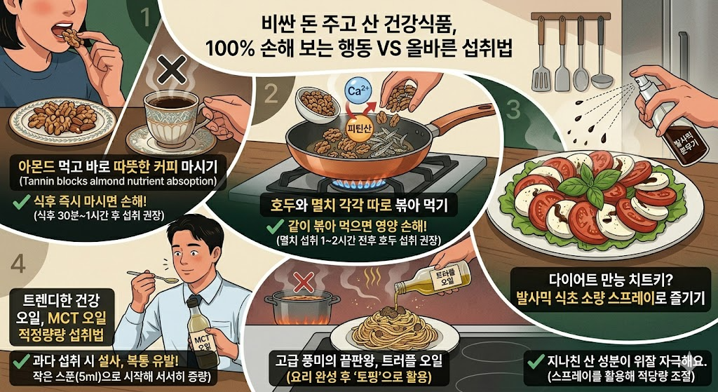 비싼 돈 주고 산 건강식품, 100% 손해 보는 최악의 행동 5가지와 올바른 섭취법