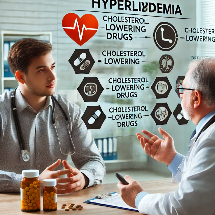 의사와 상담하며 고지혈증 약물 복용 여부를 논의하는 환자