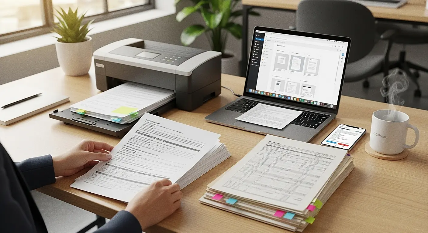 서류처리하는 이미지