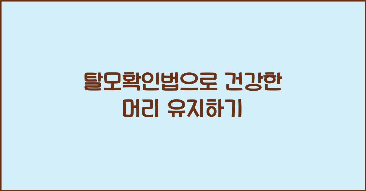 탈모확인법