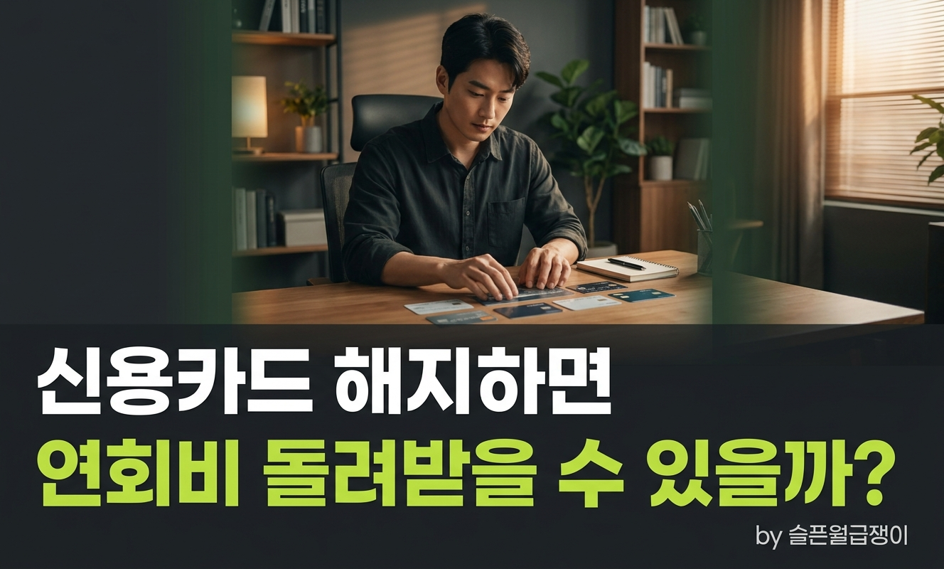 카드 정리하는 직장인