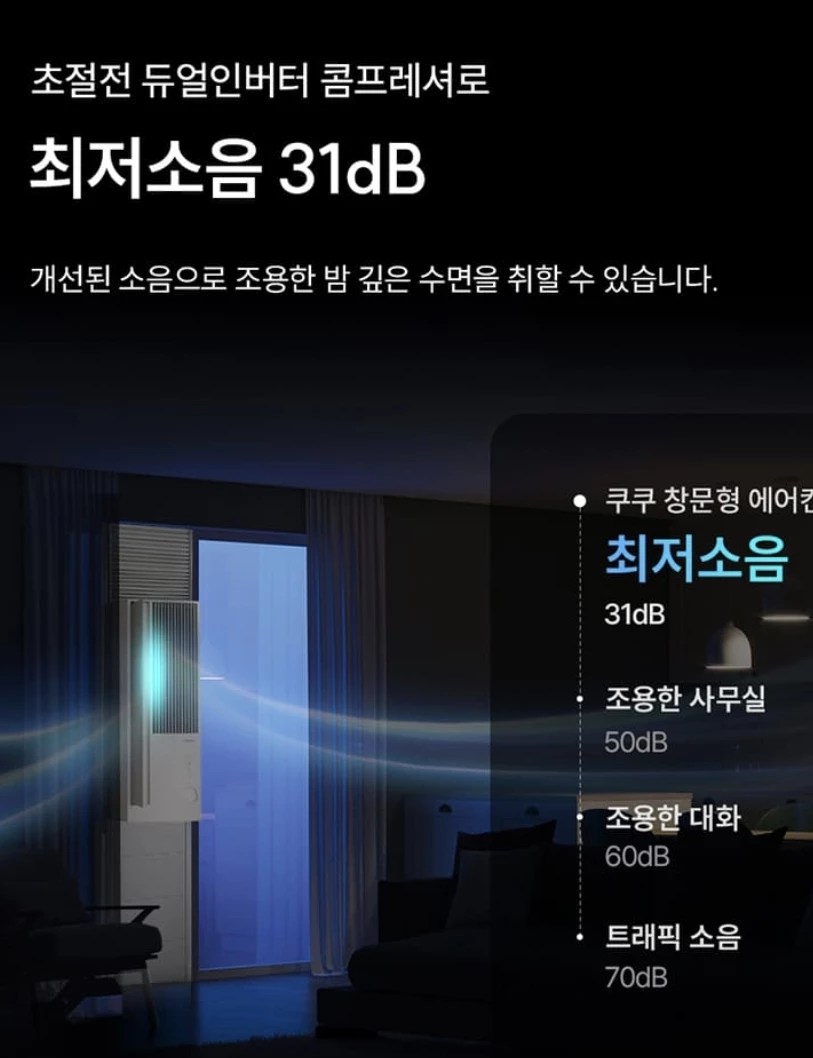 쿠쿠 인스퓨어 25년형 창문형 에어컨CA-BWNLDE0630NW 장단점 비교2