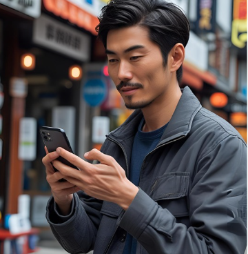 핸드폰을 들고 있는 사람