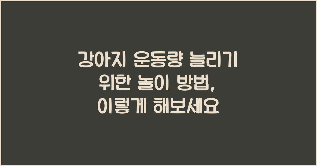 강아지 운동량 늘리기 위한 놀이 방법