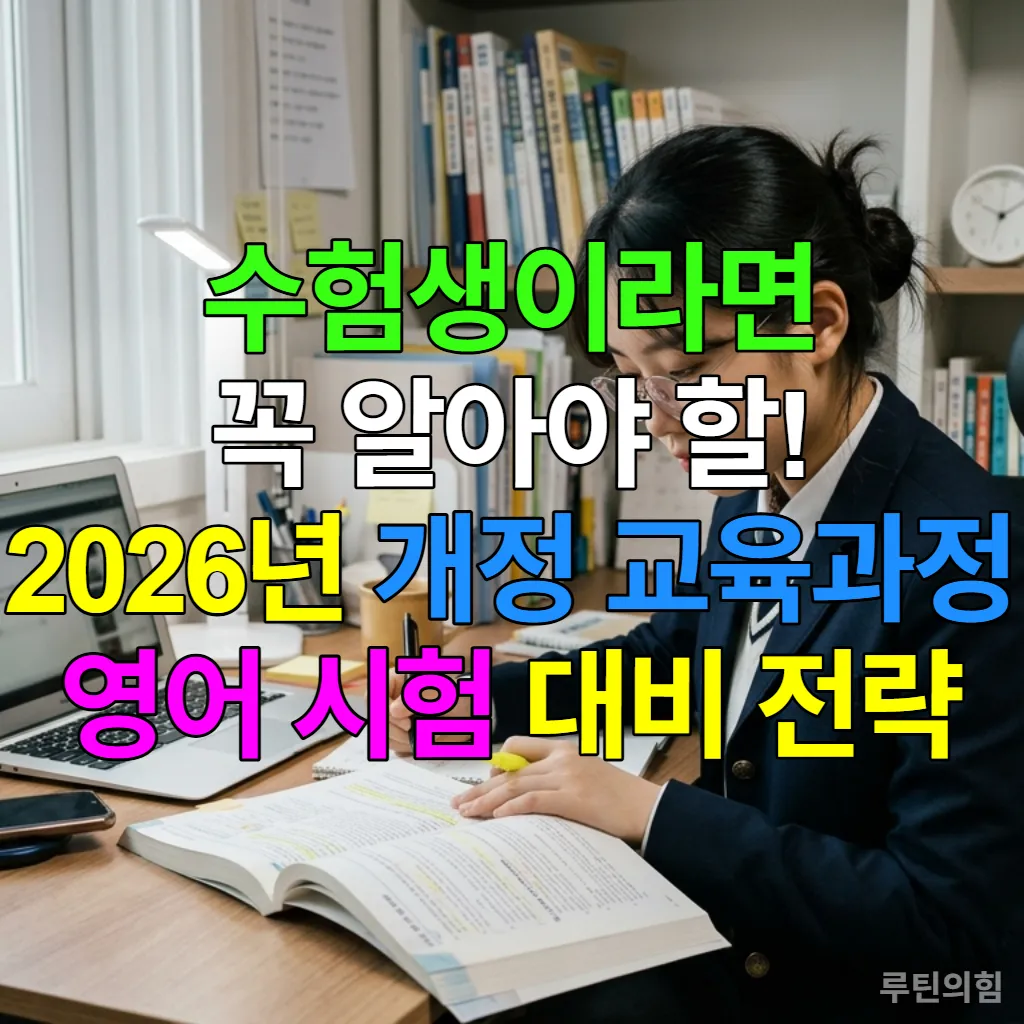 책상에 앉아 영어 교재를 보며 집중하는 한국 고등학생