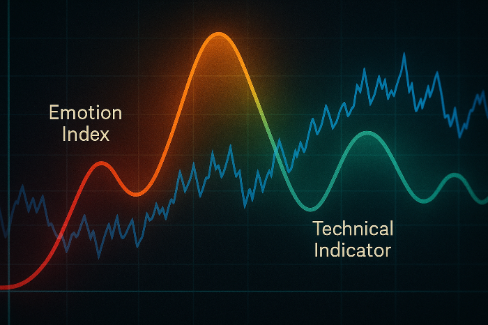 감정 변화와 주파수 분포의 상관을 시각화한 그래픽