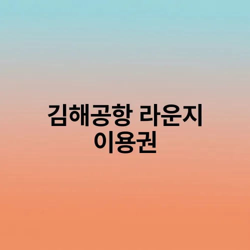 김해공항 라운지 이용권