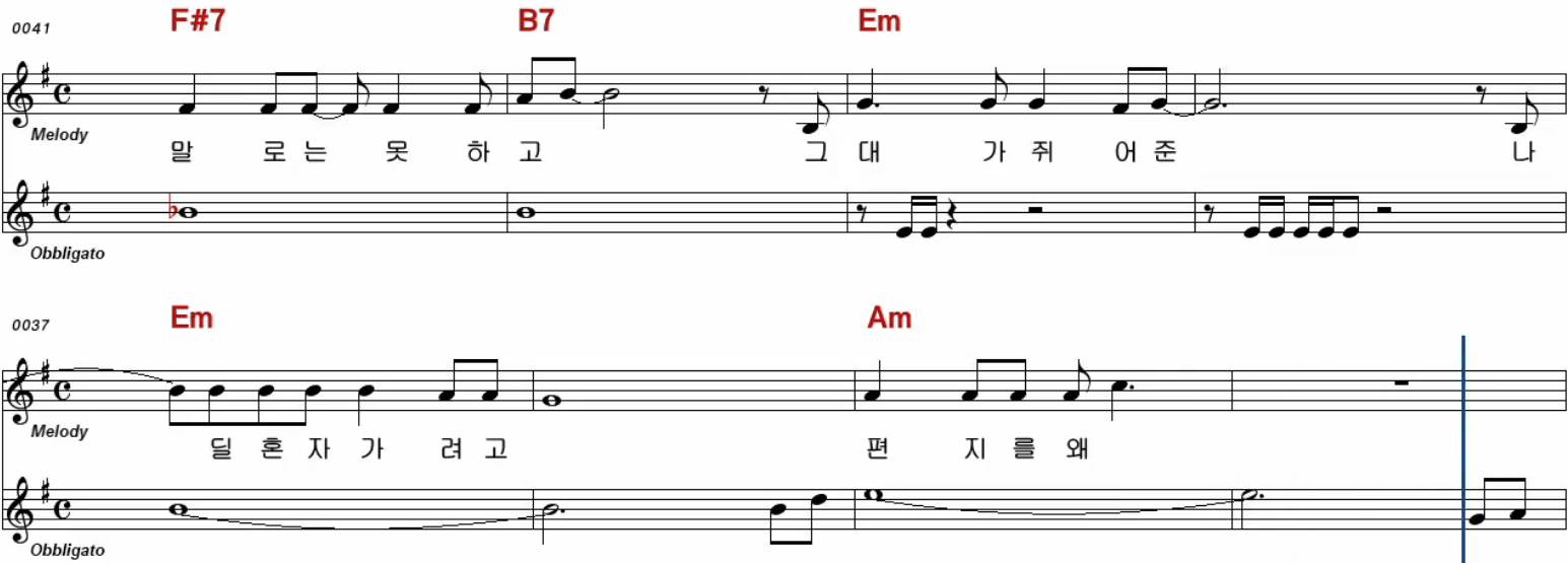 우순실 꼬깃꼬깃해진 편지 악보