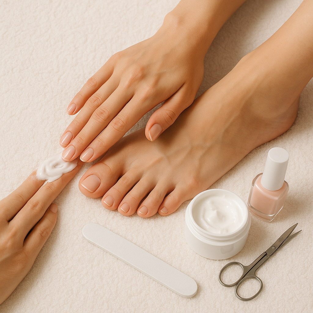 손끝, 발끝 피부관리받는 모습