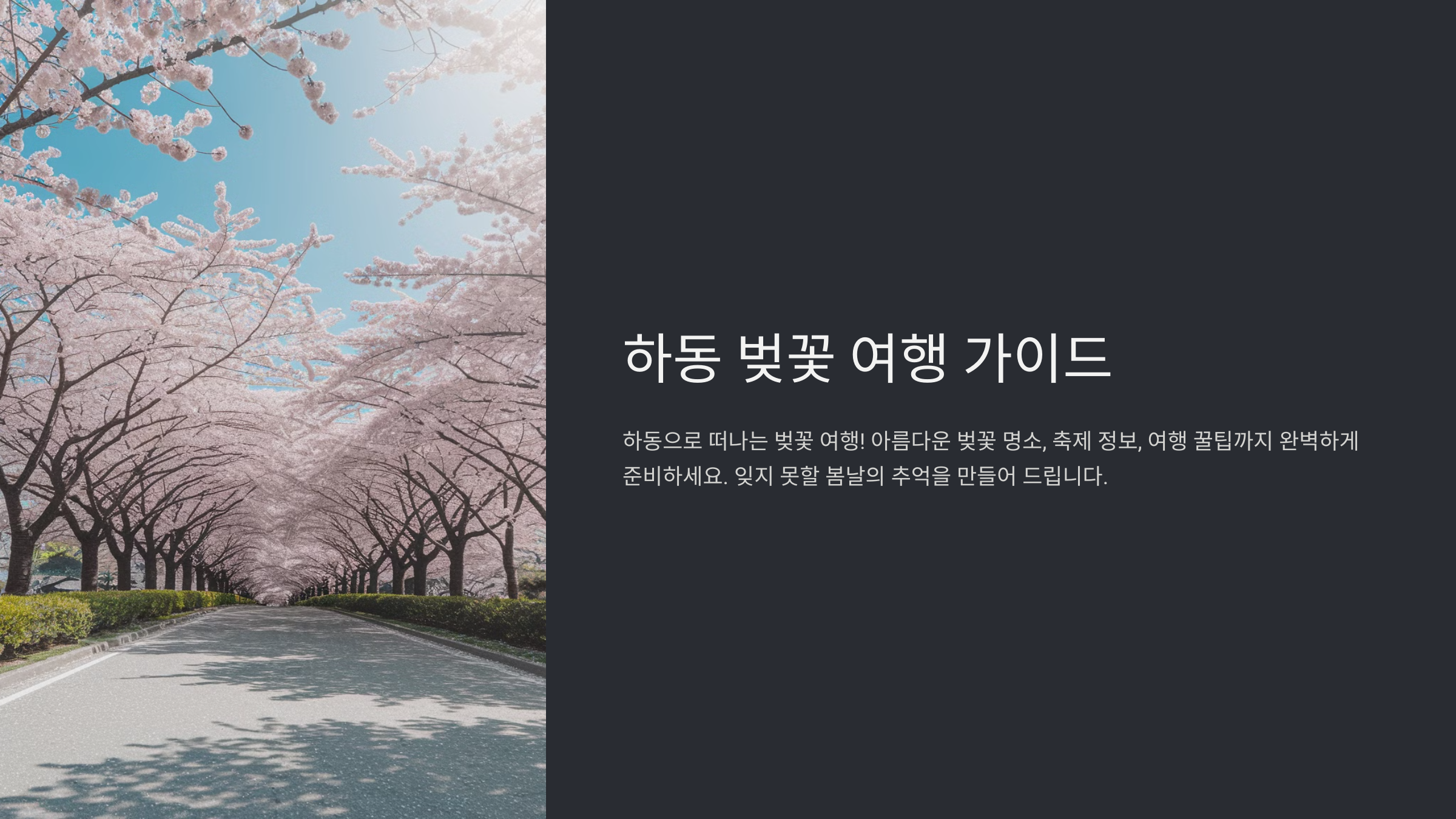 하동 벚꽃 개화 시기와 명소 총정리