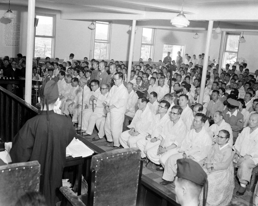 3.15정부통령선거의 부정선거 책임자인 최인규 전 내무부장관 혁명재판 광경