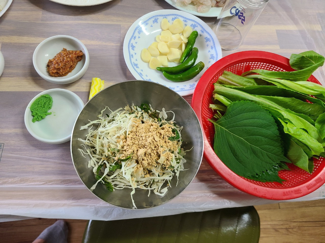 양배추채, 콩가루