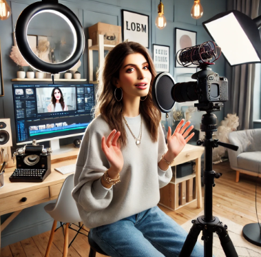 콘텐츠 제작하는 인플루언서의 사진