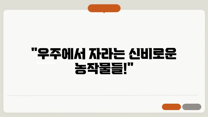 우주 농업 우주 농장과 식물 성장 실험