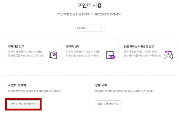 롯데카드-포인트사용하기