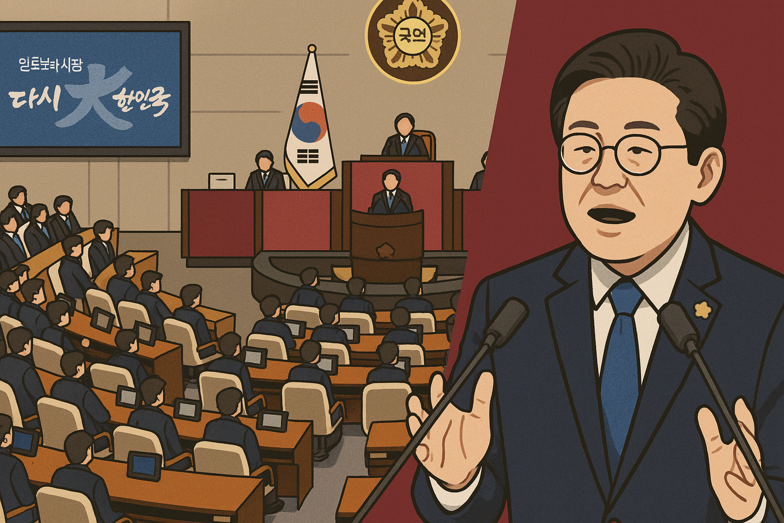 주4일제에 대해 토론하는 장면