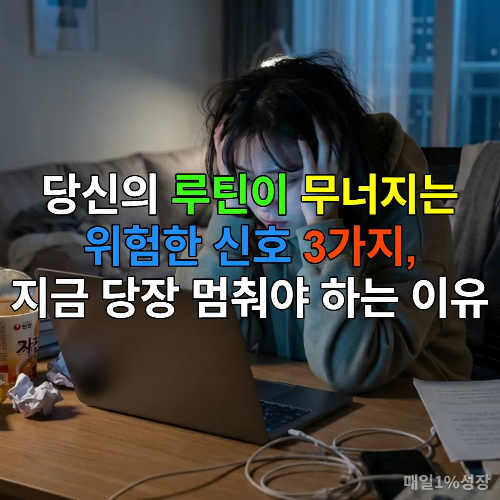 루틴 붕괴로 인해 지쳐 보이는 한국인 여성의 모습