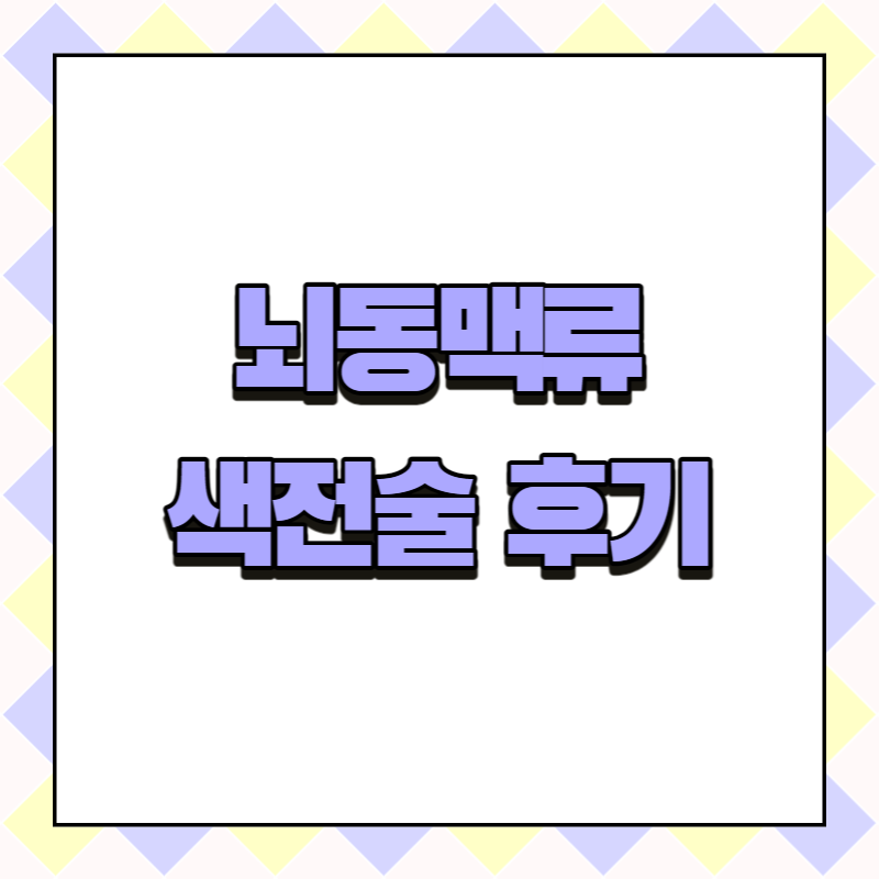 뇌동맥류 색전술 후기